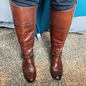 Womens extended calf leather boots